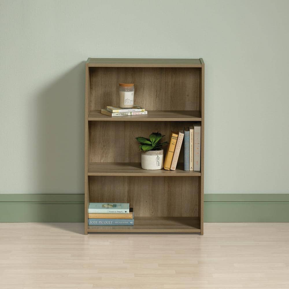 Adjustable Summer Oak 3-Shelf Wooden Bookcase