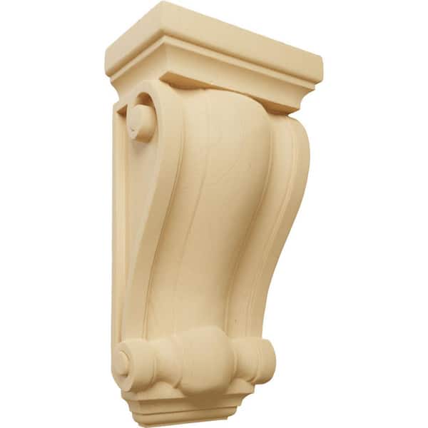 Ekena Millwork 4-1/2 in. x 7-1/2 in. x 14 in. Unfinished Wood Alder Cole Pilaster Wood Corbel