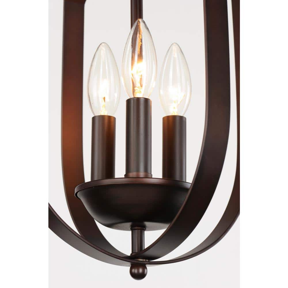 Oil Rubbed Bronze Geometric 3-Light Candle Chandelier