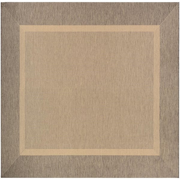 Couristan Recife Stria Texture Natural-Coffee 9 ft. x 9 ft. Square Indoor/Outdoor Area Rug