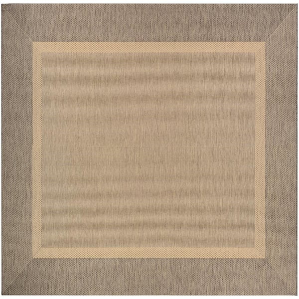 Recife Stria Texture Tan-Brown 8 ft. x 8 ft. Flatwoven Solid Square Indoor/Outdoor Area Rug