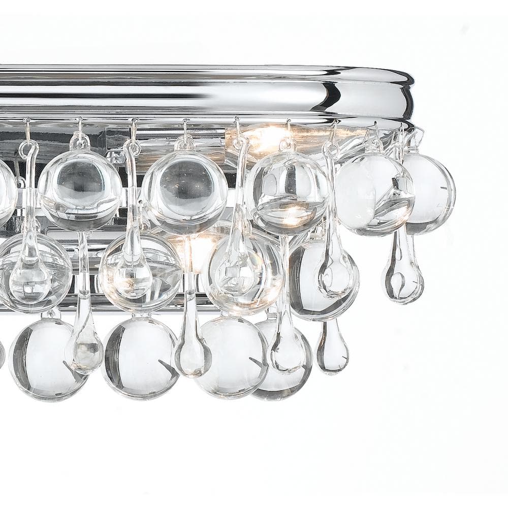 Polished Chrome 6-Light Dimmable Vanity Fixture with Clear Drops