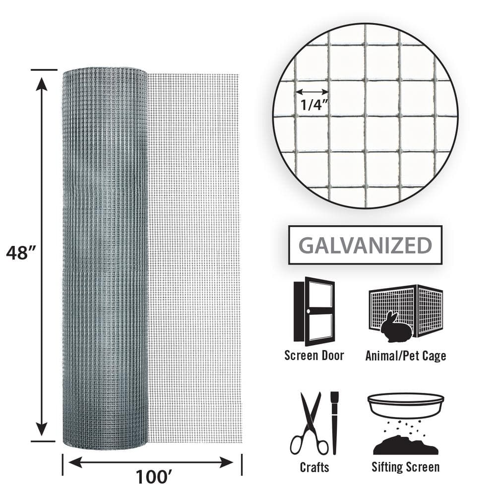 48 in. x 50 ft. Silver Galvanized Steel Hardware Cloth
