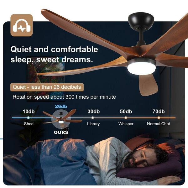 ONEMIX TT 62 in. Indoor Solid Wood Ceiling Fan with Integrated LED