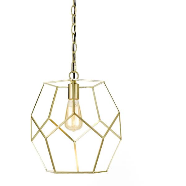 AF Lighting Bellini 1-Light Polygons Pendant Light for Hardwire or Plug-In Swag Installation in Brushed Gold