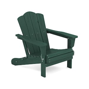 Green Folding Composite Adirondack Chairs without Cushion (Set of 1)