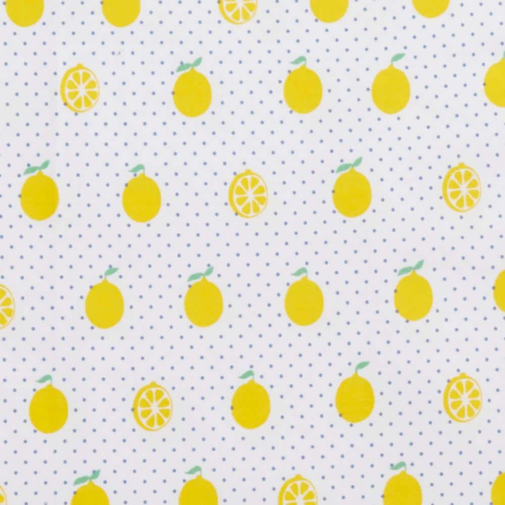 Twin Blue and Yellow Lemon Print Cotton Percale Sheet Set