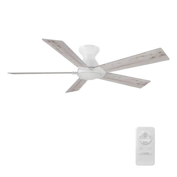 CARRO Vetric 52 in. Indoor White 10-Speed DC Motor Flush Mount Ceiling Fan with Remote Control