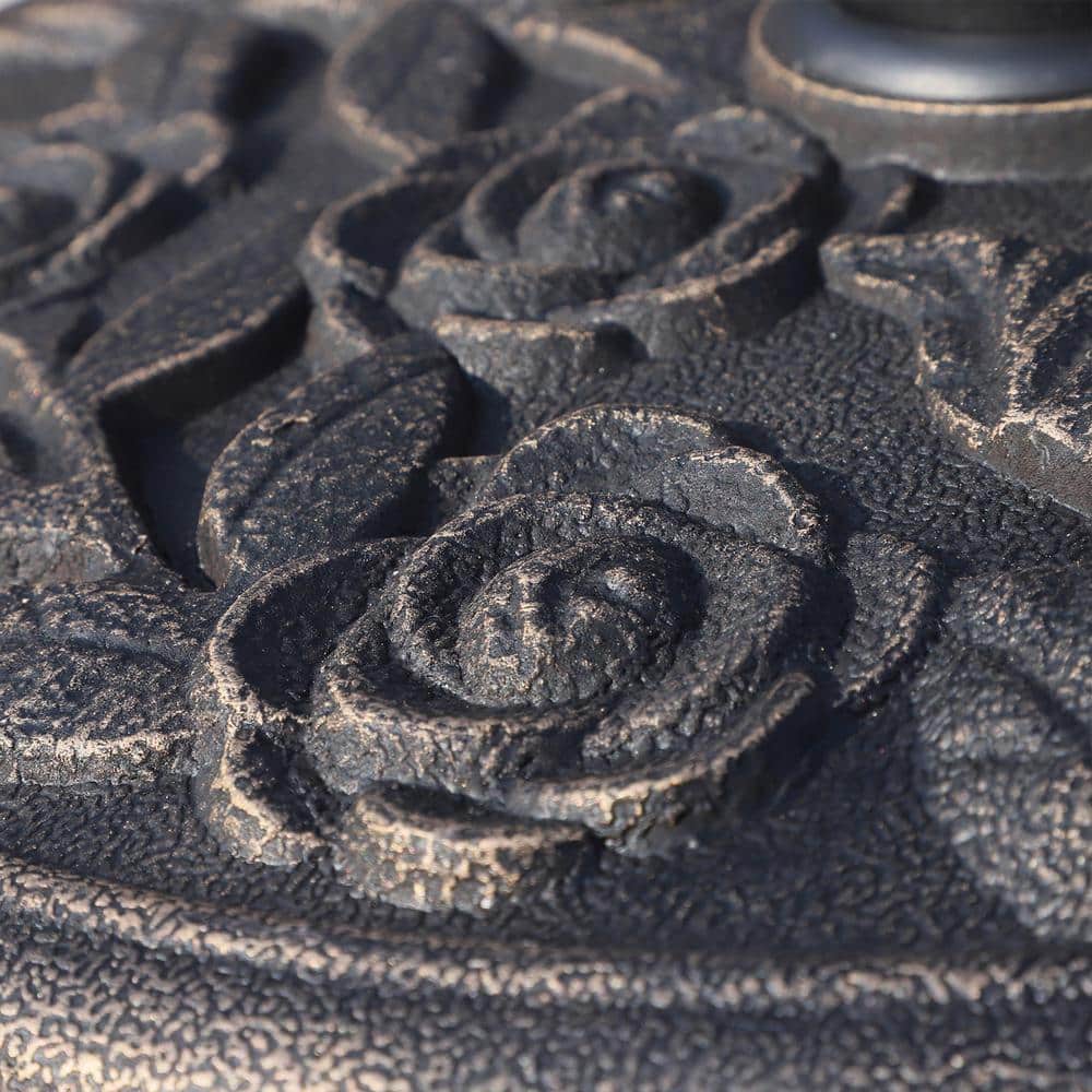 Bronze Finish Round Resin Parasol Base with Rose Pattern