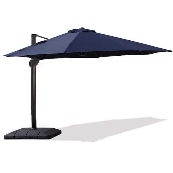 HOTEBIKE 11 ft. Cantilever Patio Umbrella with Weight Base for Deck, Pool and Backyard in Blue