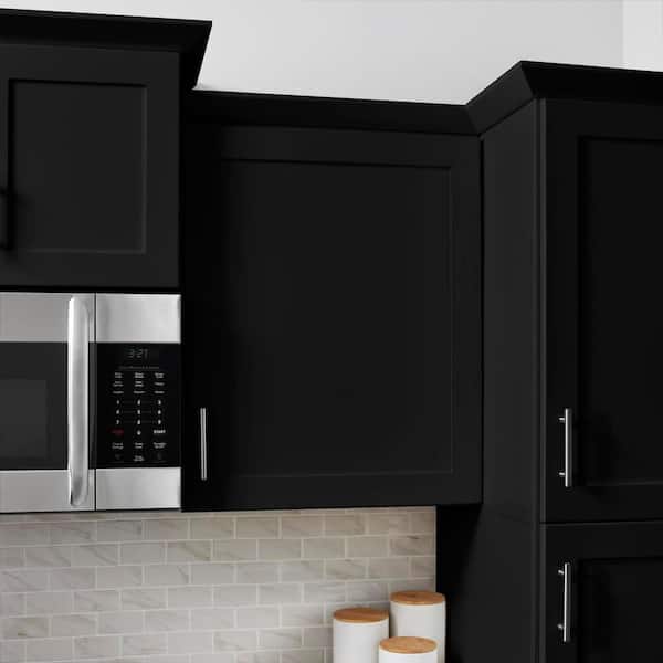 Avondale 27 in. W x 12 in. D x 42 in. H Ready to Assemble Plywood Shaker Wall Kitchen Cabinet in Raven Black