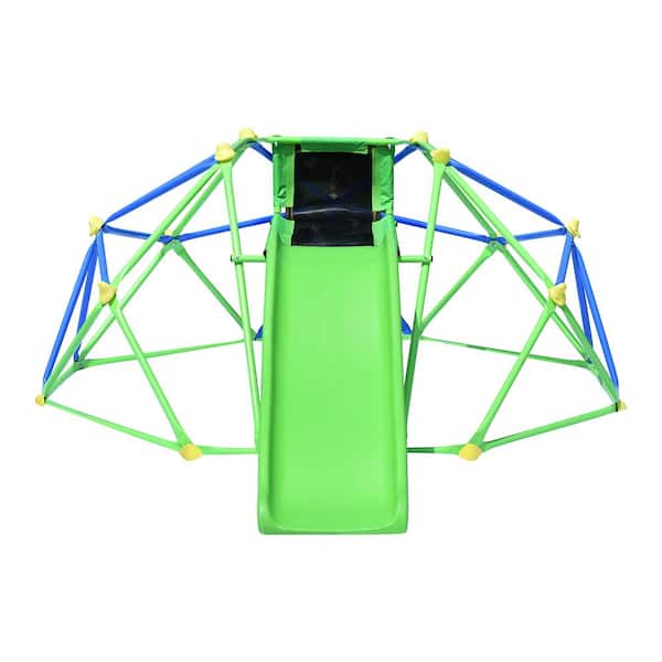 YOFE Multi-Colored 6 ft. Outdoor Climbing Dome with 4.6 ft. Wave Slide for Kids 1-Years Plus, Indoor Playground Jungle Gym