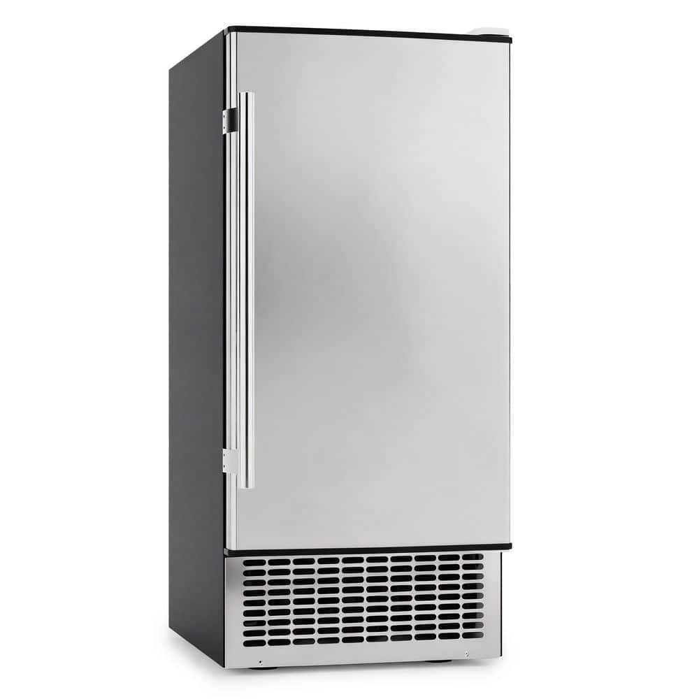 14.96 in. Freestanding/Built-in Ice Makers, 80 lbs./Day, 24 lbs. Storage, Stainless Steel, Full Size Cubes