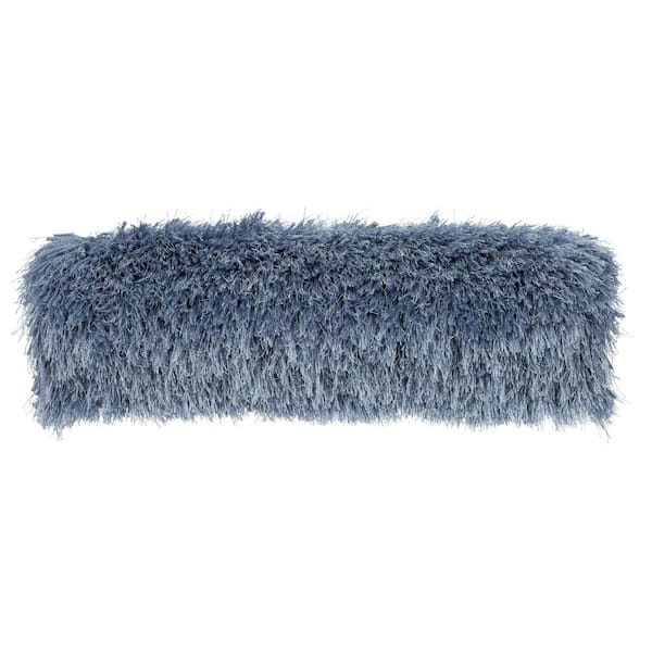 Faux Fur Extra Long Bolster Pillow with Adjustable Insert - Blue