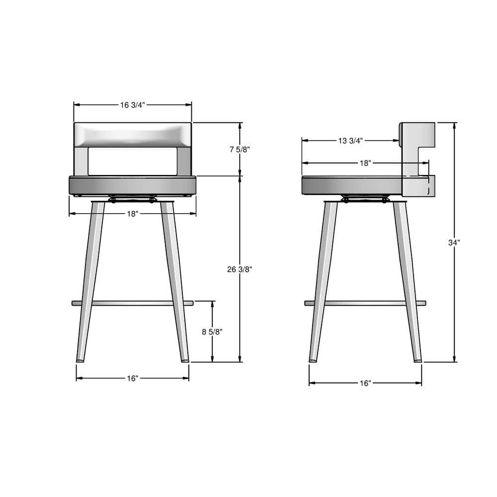 Paramont 26.5" Light Gray/Black Metal Swivel Counter Stool