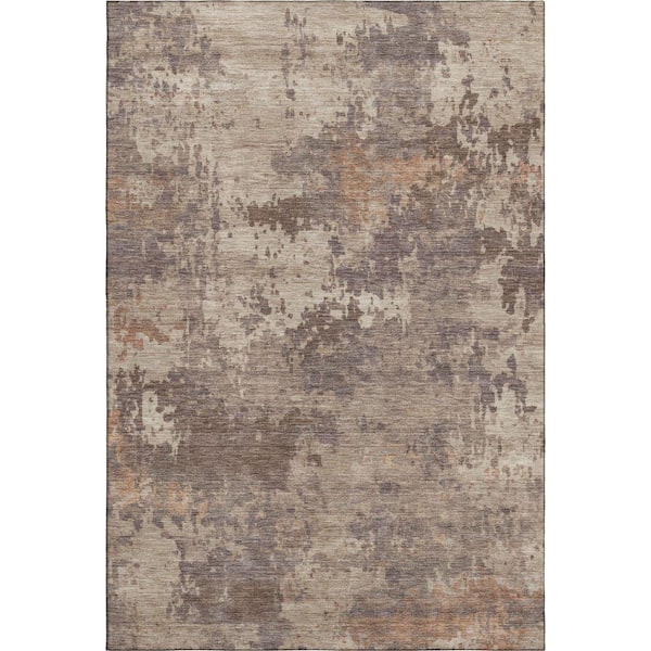 Mayfield Premium Machine Washable Abstract AMF2143 Brown 10 ft. x 14 ft. Area Rug