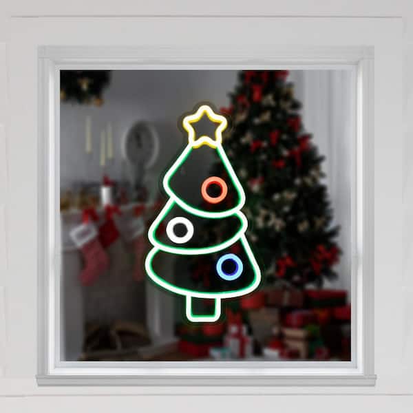 Northlight 15 in. LED Lighted Neon Style Christmas Tree Window ...
