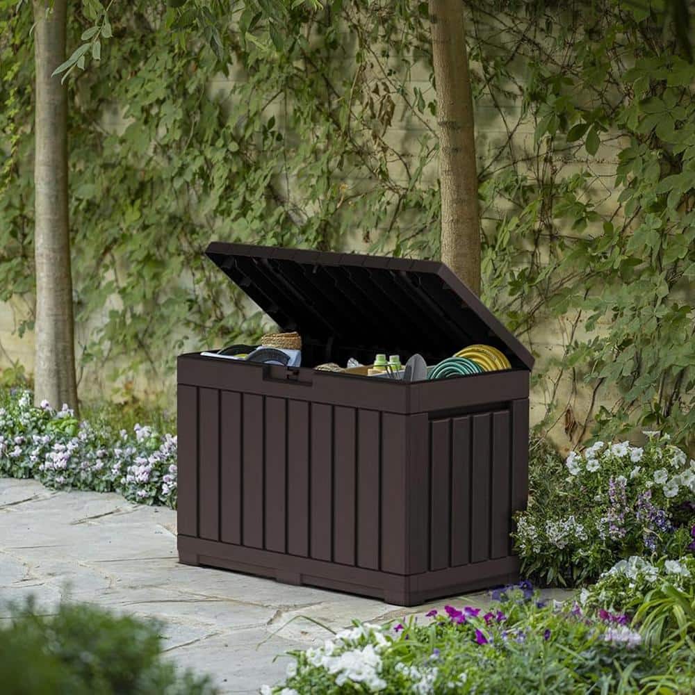 Brown 50 Gallon Lockable Resin Deck Box