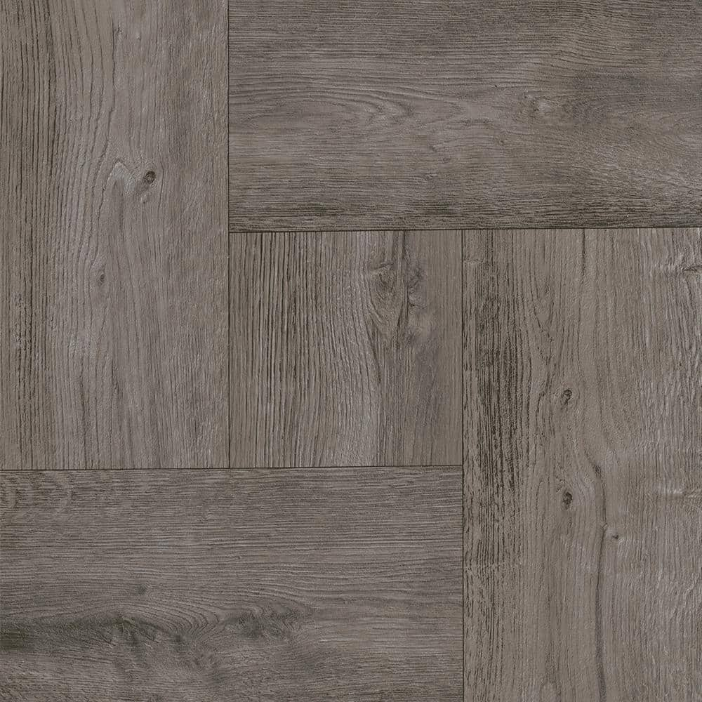 TrafficMaster Take Home Sample - Grey Wood Parquet Peel and Stick Vinyl Tile Flooring - 5 in. x 7 in., Grey Wood Parquet low gloss finish