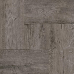 Take Home Sample-Grey Wood Parquet 3 mil x 12 in. W x 7 in. L Peel and Stick Water Resistant Luxury Vinyl Plank Flooring