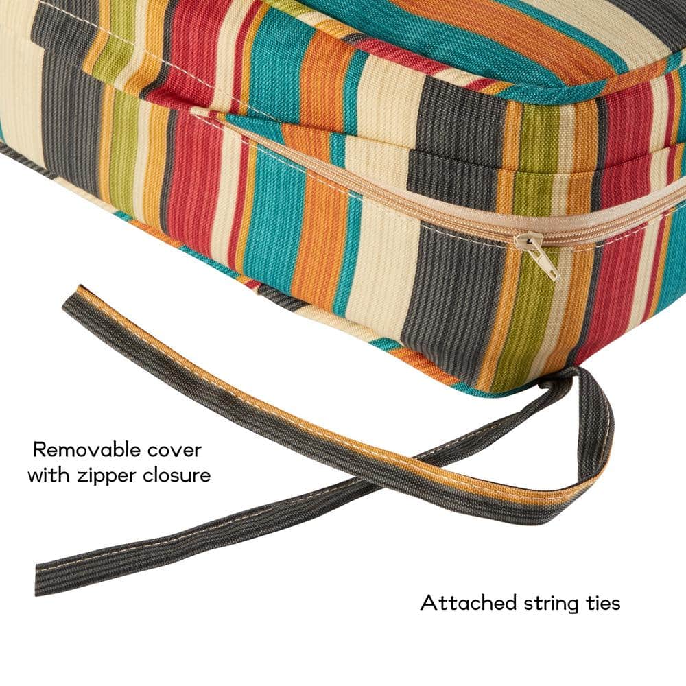 Sunset Stripe Polyester Outdoor Lounge Chair Cushion Set