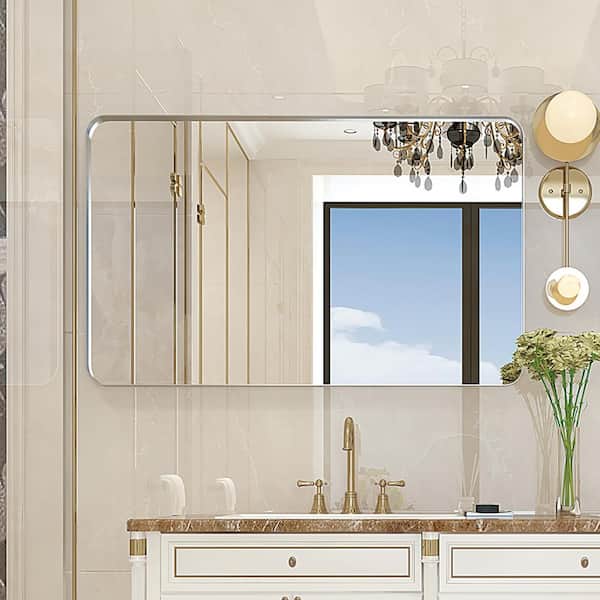 Staykiwi 36 in. W. x 30 in. H Rectangular Framed Wall Bathroom Vanity Mirror in Silver