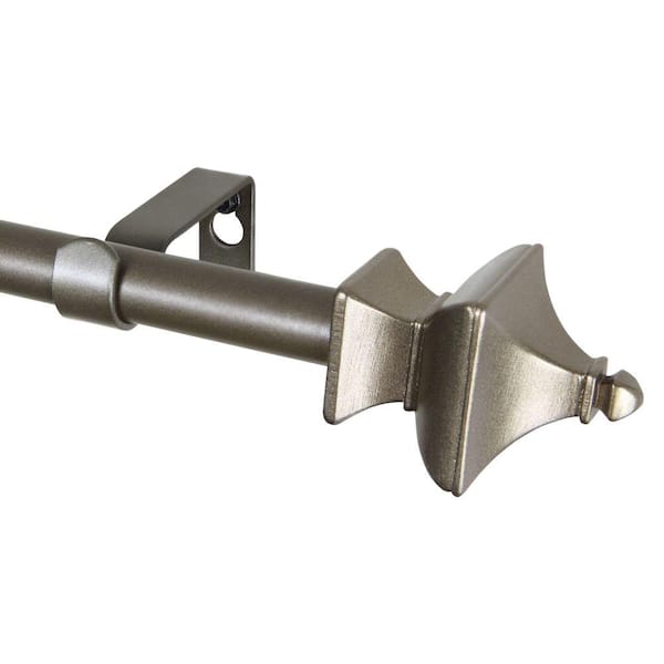 Rod Desyne 28 in. - 48 in. Telescoping 5/8 in. Antique Gold Single Curtain Rod Kit with Esta Finial