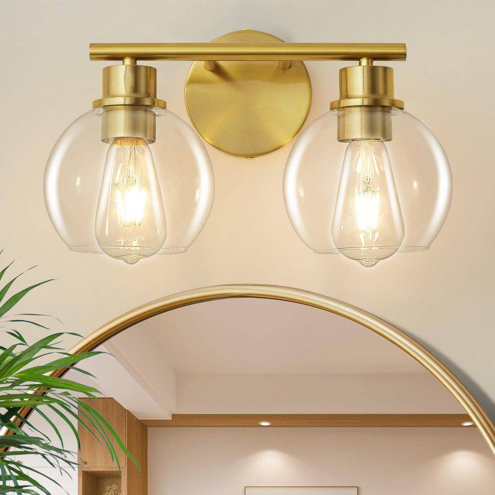 Deyidn Modern 13.4 in. 2-Light Gold Bathroom Vanity Light Interior ...