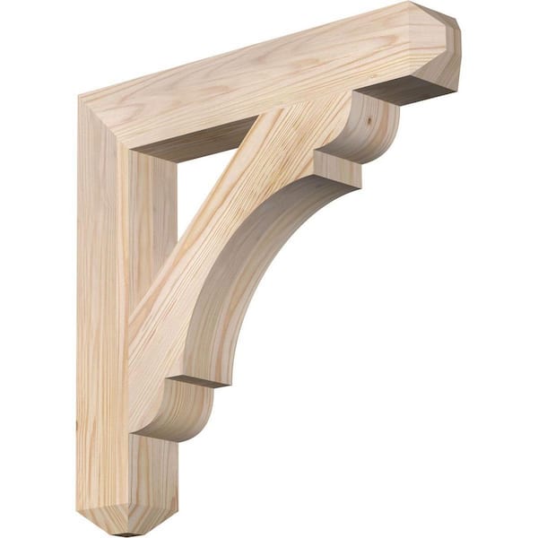 Ekena Millwork 3.5 in. x 22 in. x 22 in. Douglas Fir Olympic Craftsman Smooth Bracket