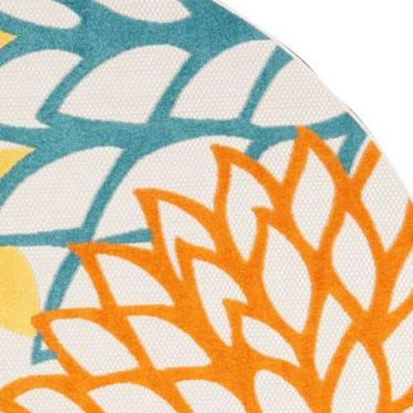 Blue, Ivory 8 ft. x 8 ft. Woven Polypropylene Indoor/Outdoor Area Rug