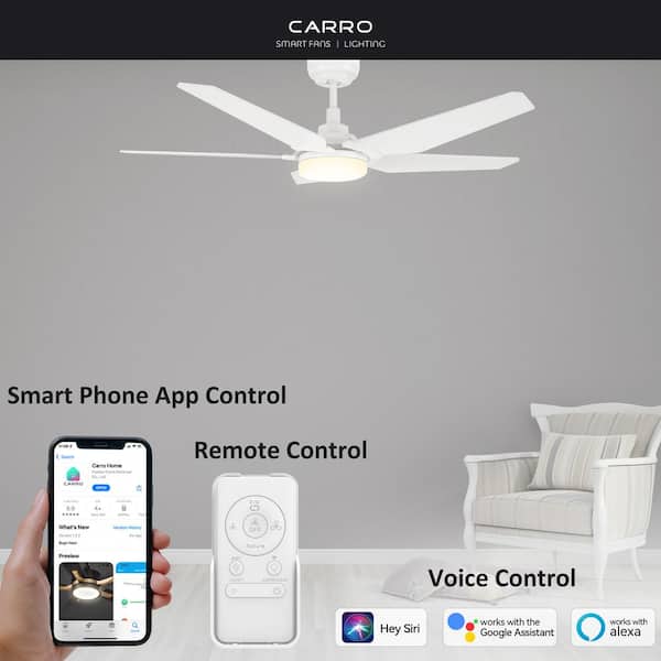 Beaumont 52 in. Dimmable LED Indoor/Outdoor White Smart Ceiling Fan with Light and Remote, Works with Alexa/Google Home