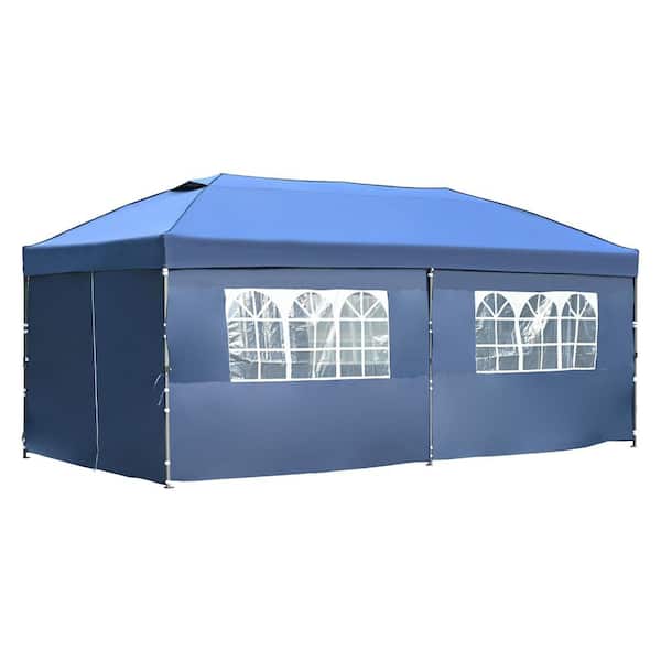10 ft. x 20 ft. Pop Up Canopy with Sidewalls for Parties with Wheeled Bag in Navy