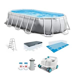16.5 ft. x 9 ft. 48 in. Rectangle 198 in. Frame Above Ground Swimming Pool Pump Set and Robot Vacuum