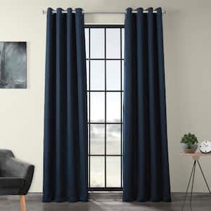 Indigo Faux Linen Grommet Room Darkening Curtain - 50 in. W x 108 in. L (1 Panel)