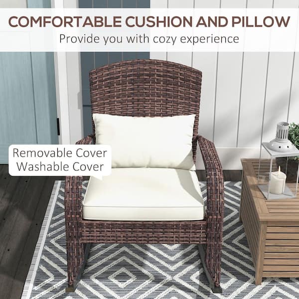 Otryad Wicker Adirondack Outdoor Rocking Chair with Seat White