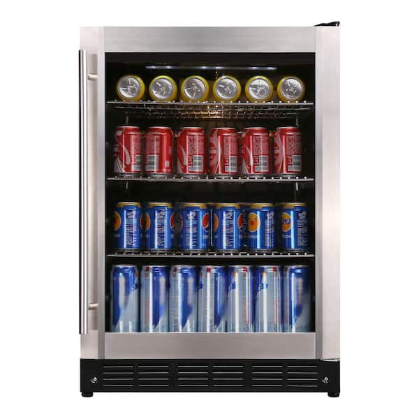 Magic Chef Beverage 23.4 in. 154 (12 oz.) Can Beverage Cooler, Stainless Steel
