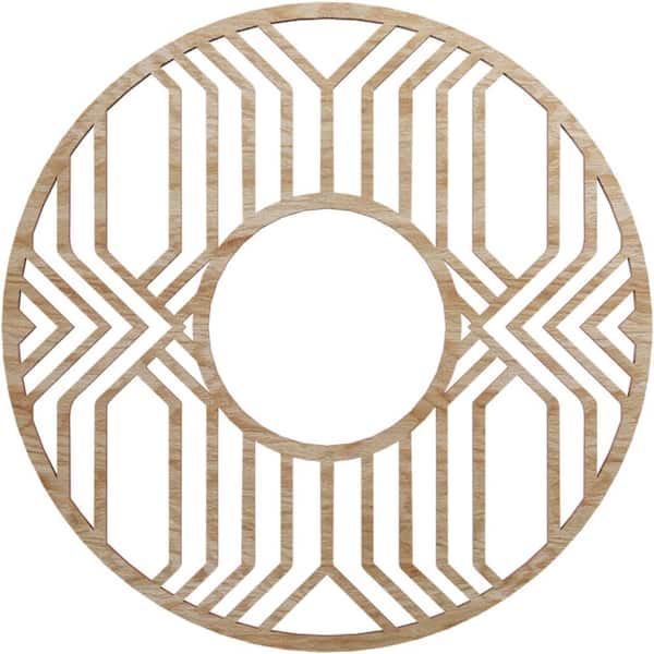 Ekena Millwork 16 in. x 16 in. x 1/4 in. Empire Wood Fretwork Pierced Ceiling Medallion, Red Oak