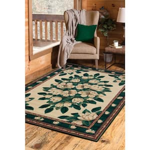 Manhattan Magnolia Cream 3 ft. 11 in. x 5 ft. 3 in. Abstract Polypropylene Area Rug