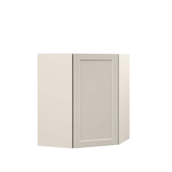 Hampton Bay Designer Series Melvern 24 in. W x 24 in. D x 30 in. H Assembled Shaker Diagonal Corner Wall Kitchen Cabinet in Cloud