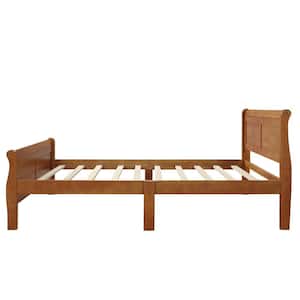 Oak Twin Size Wood Platform Bed with Slat Support