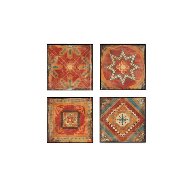 Tatahance Multi-Color Wood Textured Frame Wall Art Decor (Set of 4)