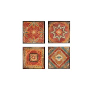Multi-Color Wood Textured Frame Wall Art Decor (Set of 4)