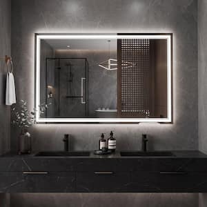 60 in. W x 36 in. H Rectangular Frameless LED Lighted Antifog Dimmable Wall Mount Bathroom Vanity Mirror in Silver