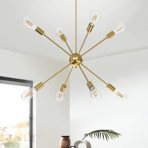 8-Light Gold Sputnik Chandeliers, Modern Ceiling Light Fixture, Farmhouse Chandelier, Kitchen Light Fixtures Pendant