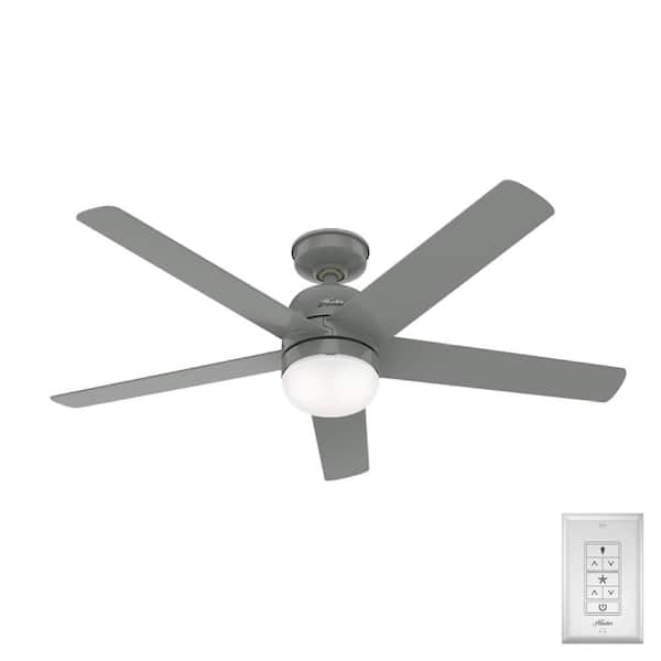 Hunter Anorak 52 in. Outdoor Quartz Grey Ceiling Fan with Wall Control and Light Kit