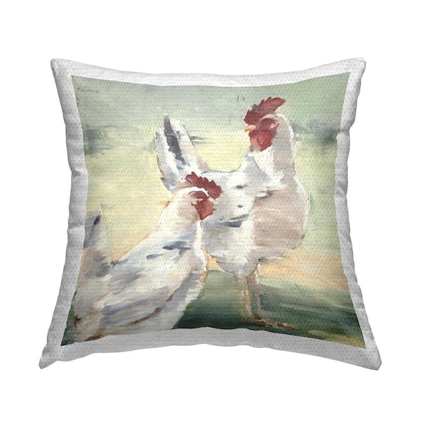 Stupell Industries Country Chickens Farm Animal Hens Green Square Outdoor Throw Pillow