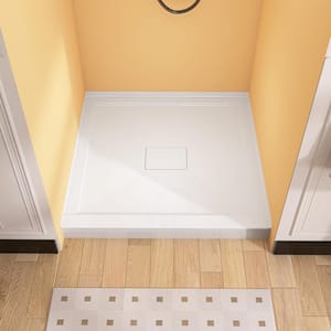 36 in. x 36 in. Single Threshold Alcove Shower Pan Base in. White with Center Drain