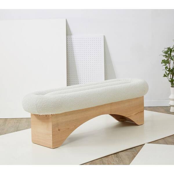SAFAVIEH Carsen Ivory/Natural Entryway Bench 59.1 in.
