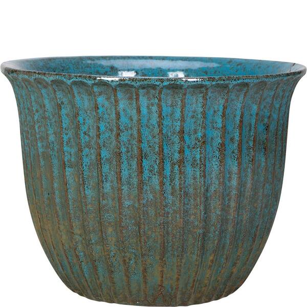 Unbranded 15 in. Tangiers Blue Ceramic Jamboree Planter