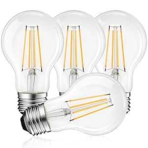 60-Watt Equivalent, A19 LED Light Bulbs Clear Glass Filament, 800-Lumens, 3500K Dimmable 8-Watt, UL Listed, E26 (4-Pack)